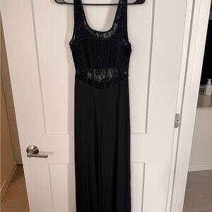 SHEIN Black Lace Detail Jumpsuit